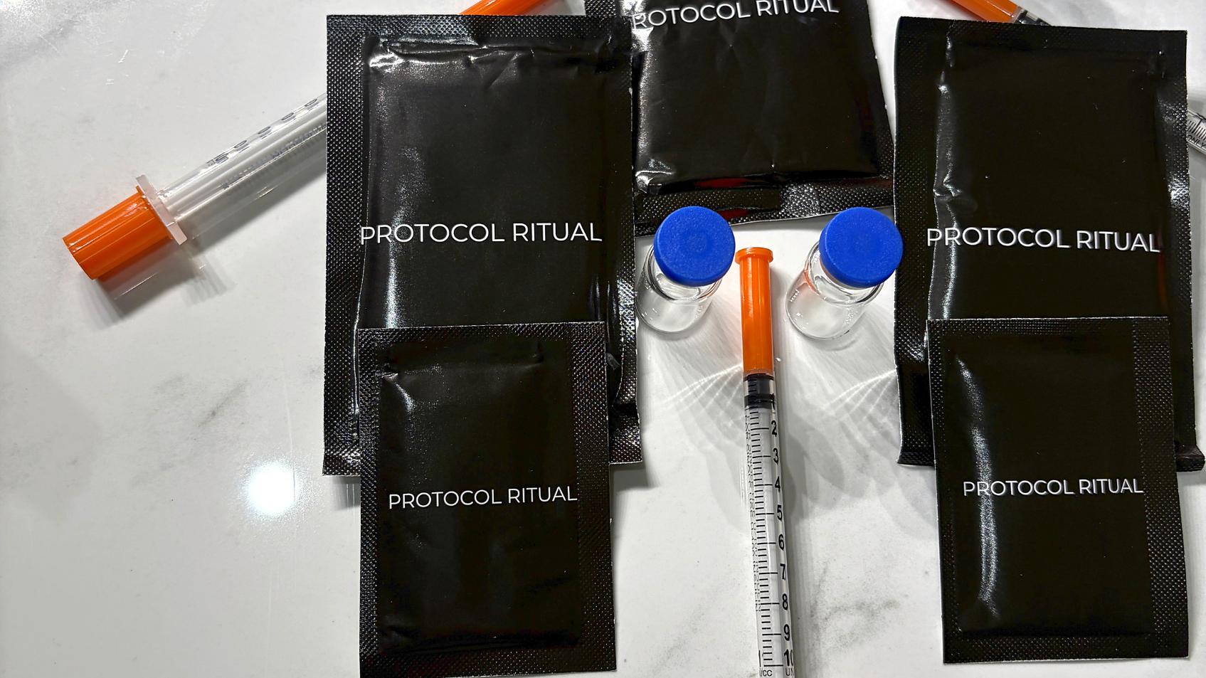 Protocol Ritual alcohol prep pads on the silicone prep mat